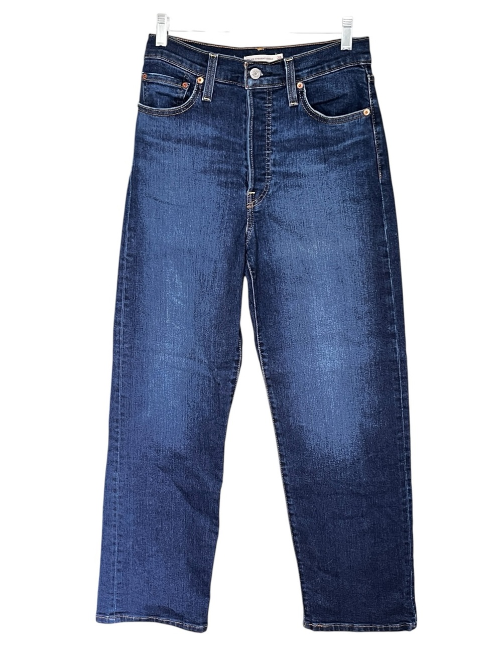 Levi's Dark Blue Ribcage Straight Ankle Jeans Stretch Size 28